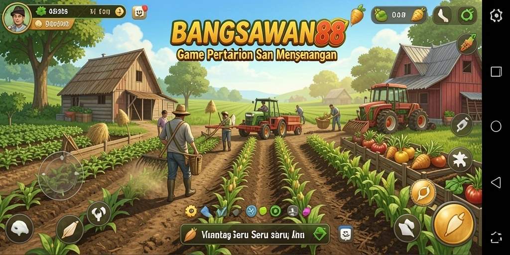 Tampilan gameplay menarik dari BANGSAWAN88 yang menggambarkan keseruan bertani.