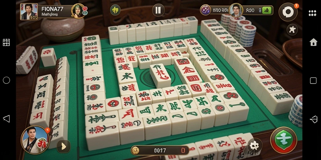 Tampilan gameplay Mahjong yang menarik dan interaktif di FIONA77.
