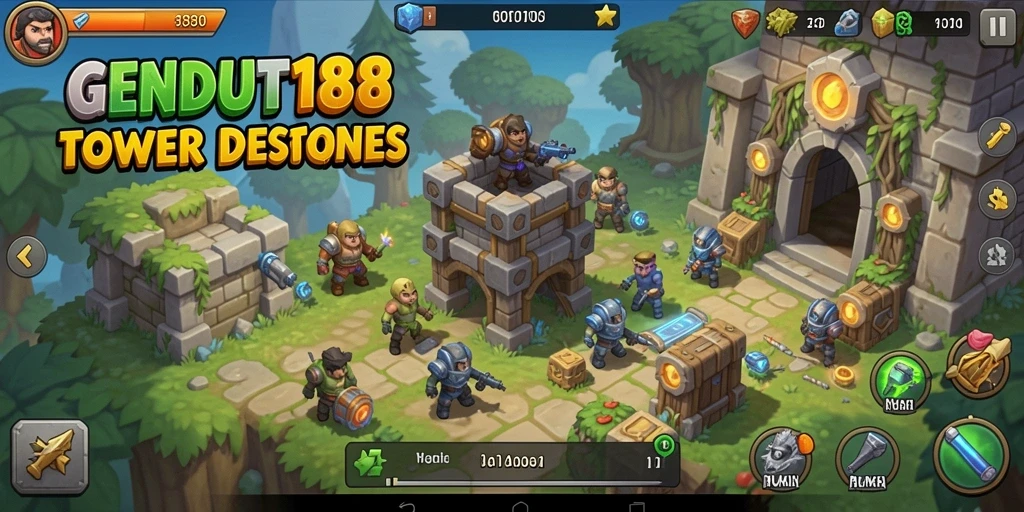 Screenshot gameplay menampilkan serunya pertahanan menara GENDUT188.