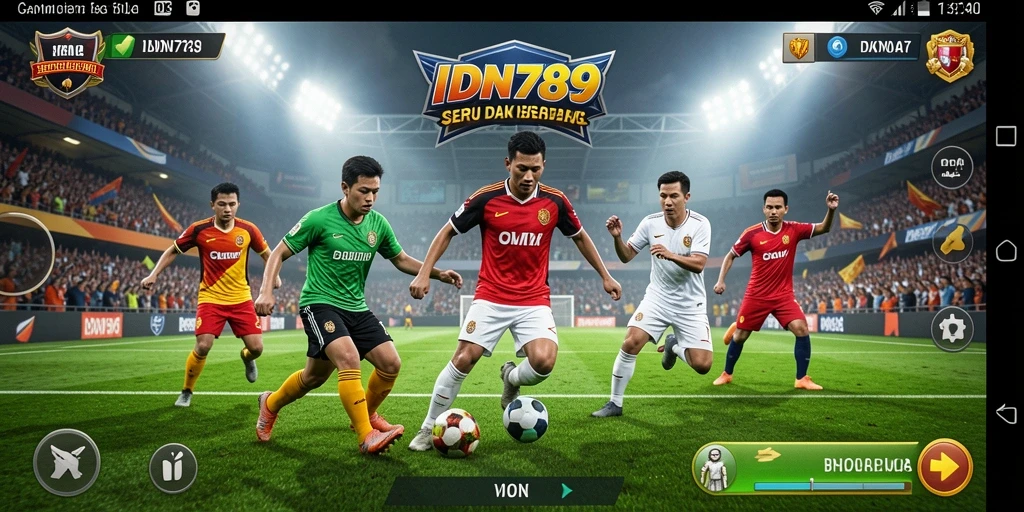 Screenshot IDN789 menunjukkan aksi seru di lapangan sepak bola.