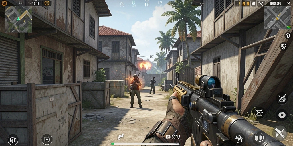 Screeenshot gameplay menampilkan aksi tembak-menembak di IDNSERU.