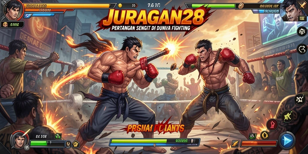Gameplay action-packed JURAGAN28 dengan karakter yang beragam.