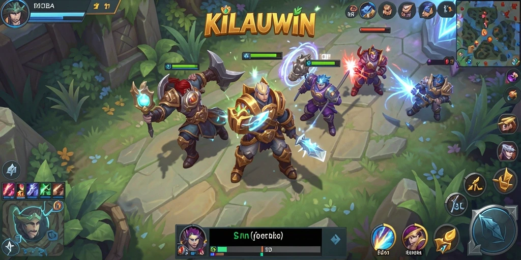 Screenshot gameplay KILAUWIN menunjukkan pertempuran yang intens dan seru.
