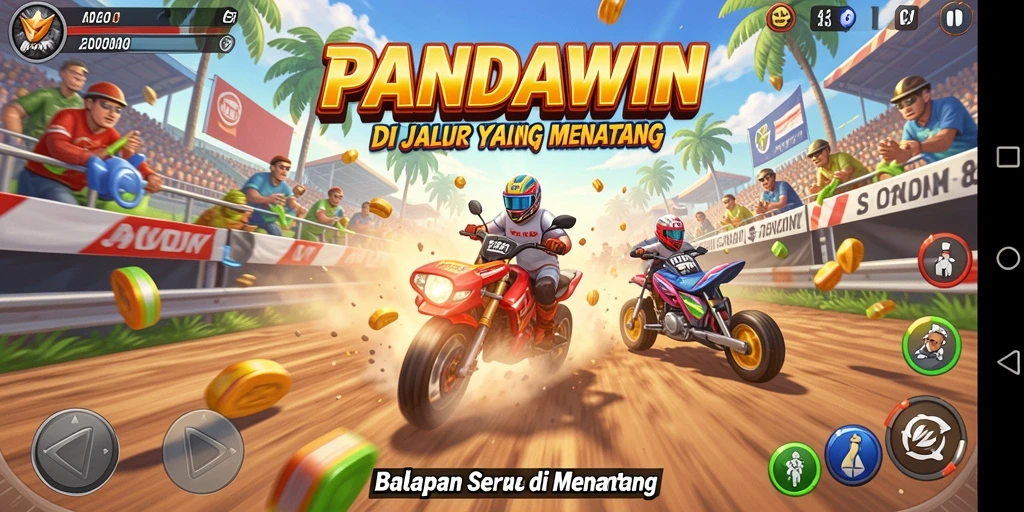 Gameplay balapan menegangkan dengan grafis yang menawan di PANDAWIN.