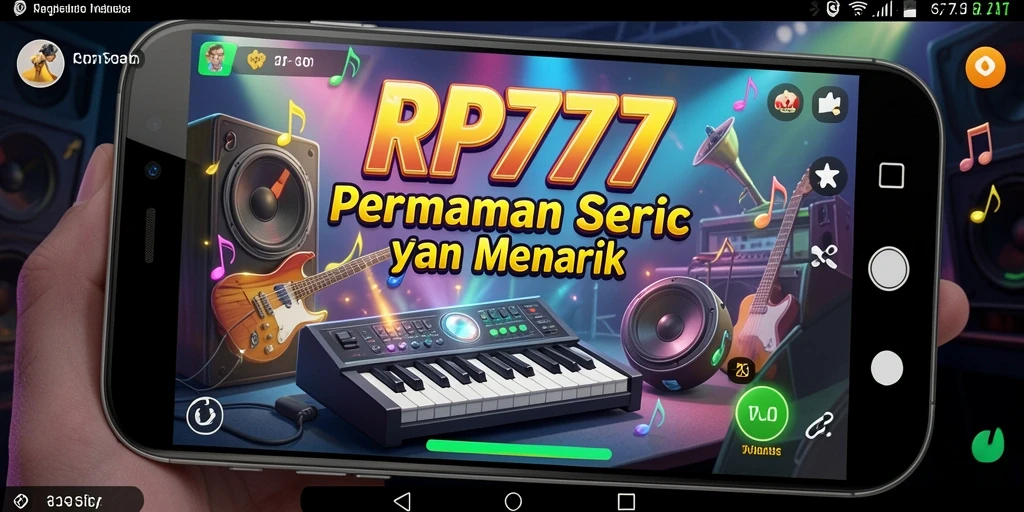 Tampilan gameplay RP777 yang menampilkan keseruan permainan musik.