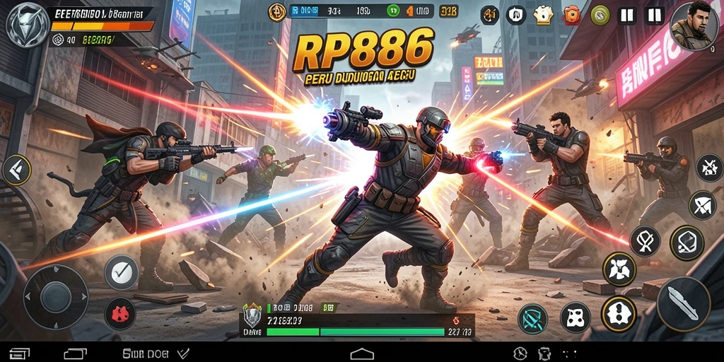 Screenshot menunjukkan momen aksi intens di RP886.