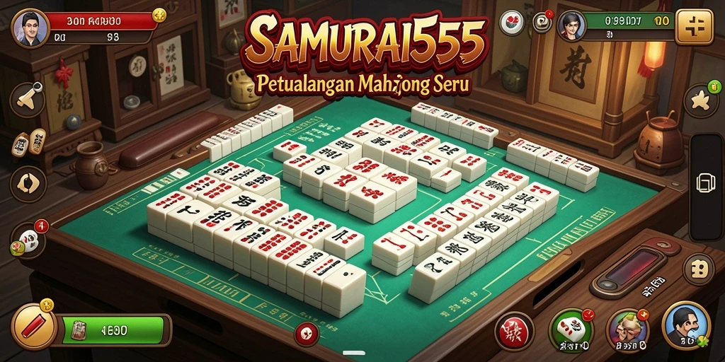 Screenshot gameplay SAMURAI555 menunjukkan tantangan Mahjong yang menarik.
