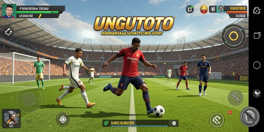 Screenshot utama UNGUTOTO menampilkan suasana pertandingan olahraga yang seru.
